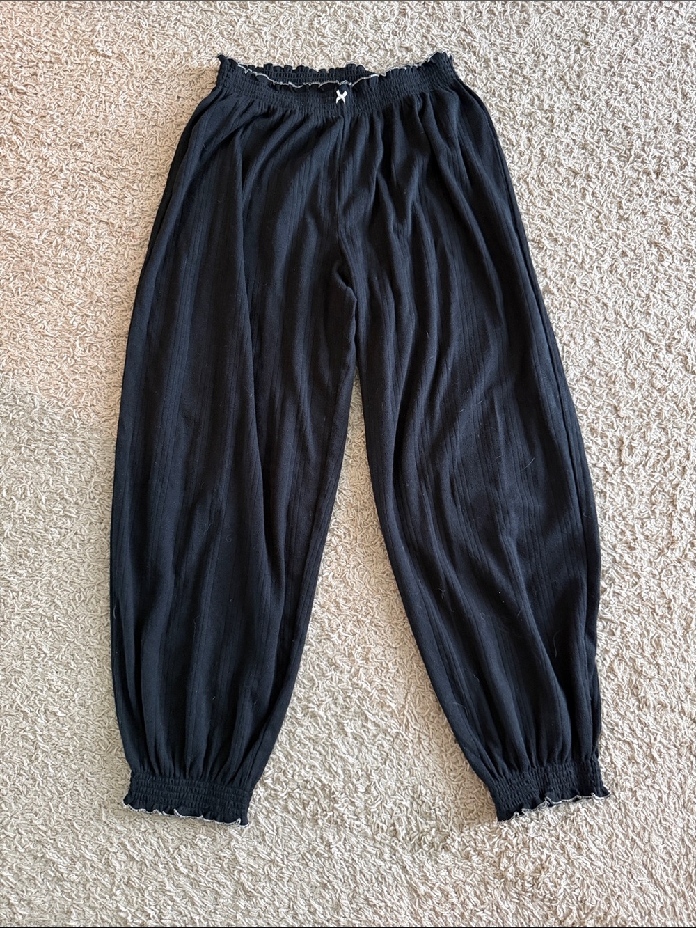 aerie Black Smocked-Waist Harem Joggers